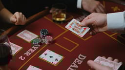 En bild på några som spelar blackjack live.
